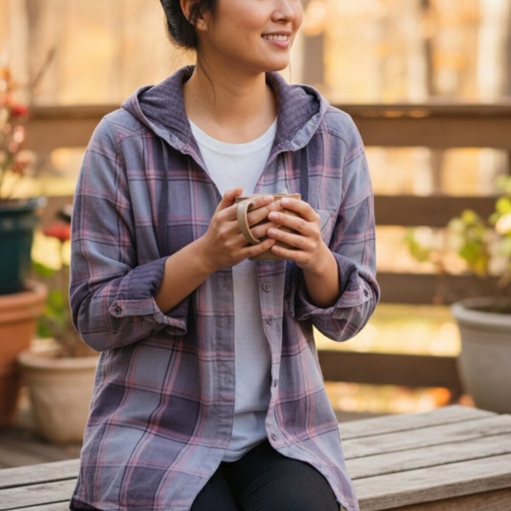 NWT COLUMBIA Plaid Hooded Button-Up Shirt